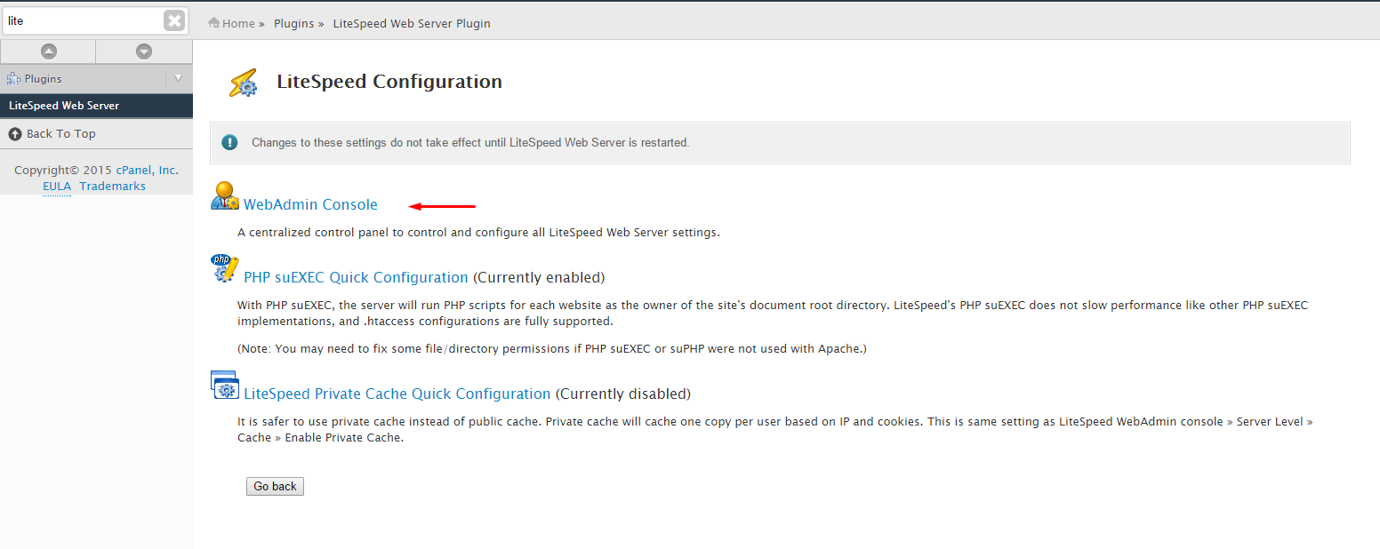 Litespeed Webadmin Console